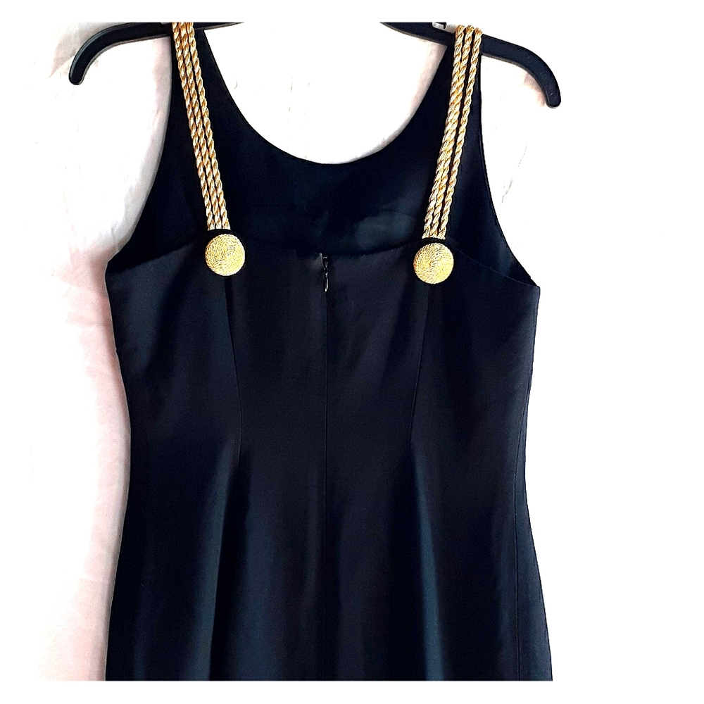 Vintage- gold strapped little black Althuser dress
